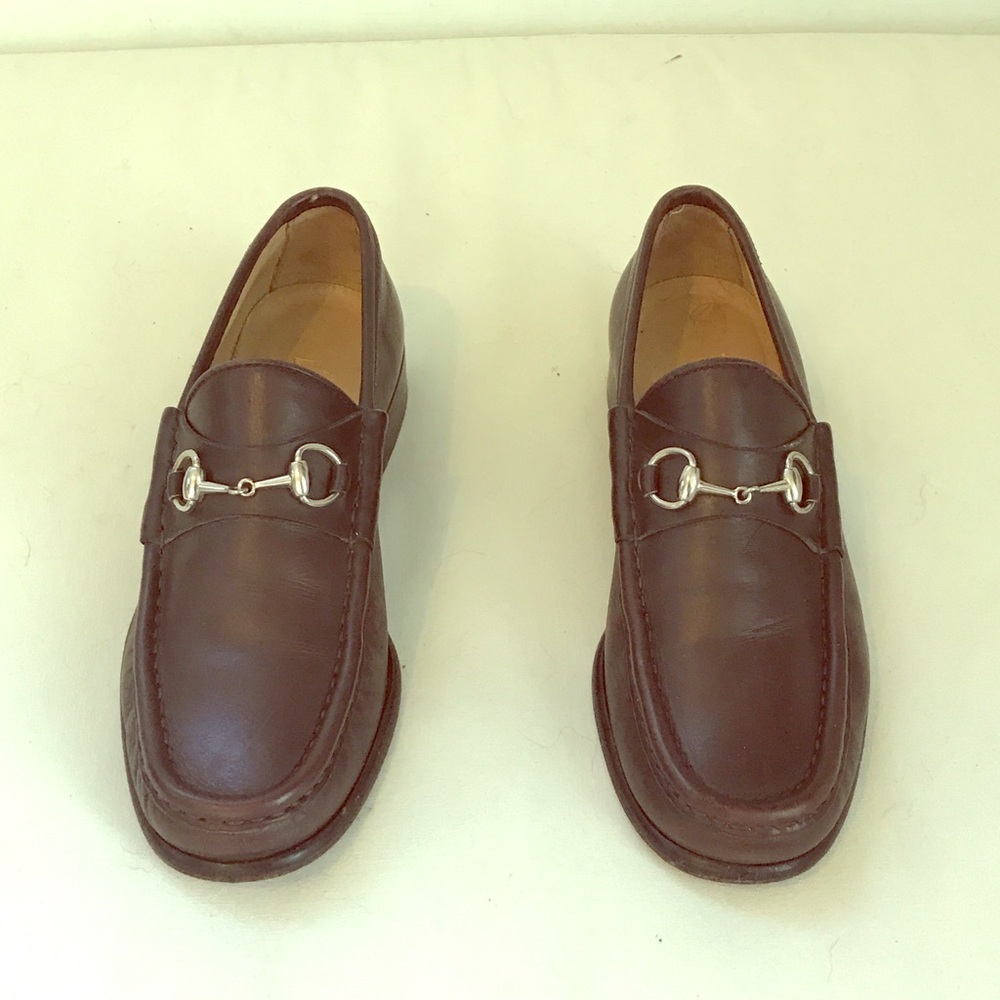 Brown Gucci loafers 36c silver horse bit